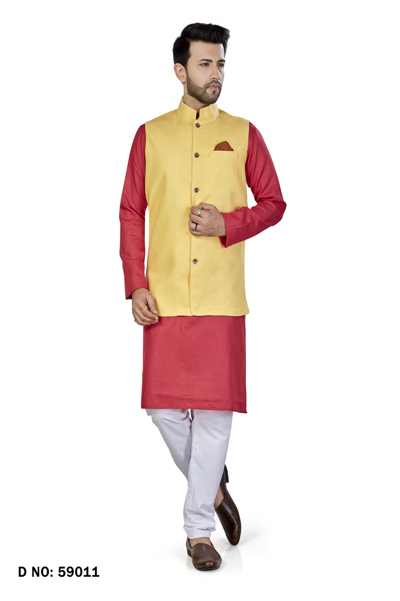 Buy online Red Pure Silk Kurta Pyjama Set With Nehru Jacket from Clothing  for Men by Namaskar for ₹2520 at 63% off | 2024 Limeroad.com