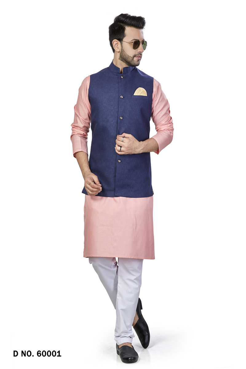 Buy Cream and Pink Fancy Fabric Kurta Payjama with Jacket with Digital  Print Work for Men : 274356 -