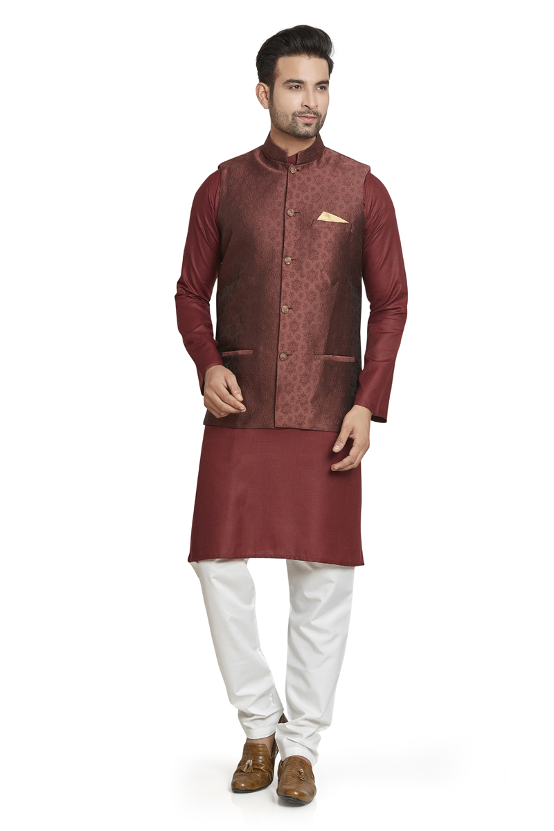 Buy Dark Green, Wine, SeaGreen and Pink 2-Piece Ethnic Suit for Men by  SOJANYA Online | Ajio.com